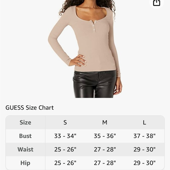 Guess Karlee jewel long sleeve Henley ribbed LIGHT RUM - Picture 6 of 8